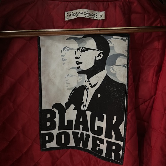 HEADGEAR CLASSICS - MALCOLM X POWER SATIN LONG SLEEVE BLACK AND WHITE JACKET - Picture 6 of 11